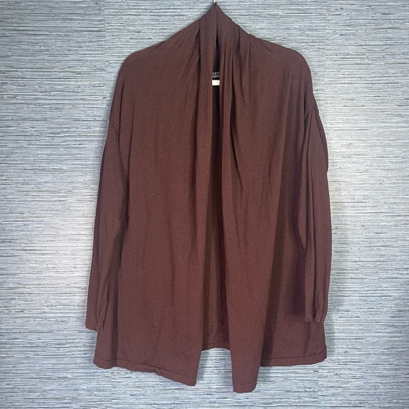 Peruvian Connection Sweaters - Peruvian Connection Cardigan Large Brown Pima Cotton Knit Long Sleeve Open